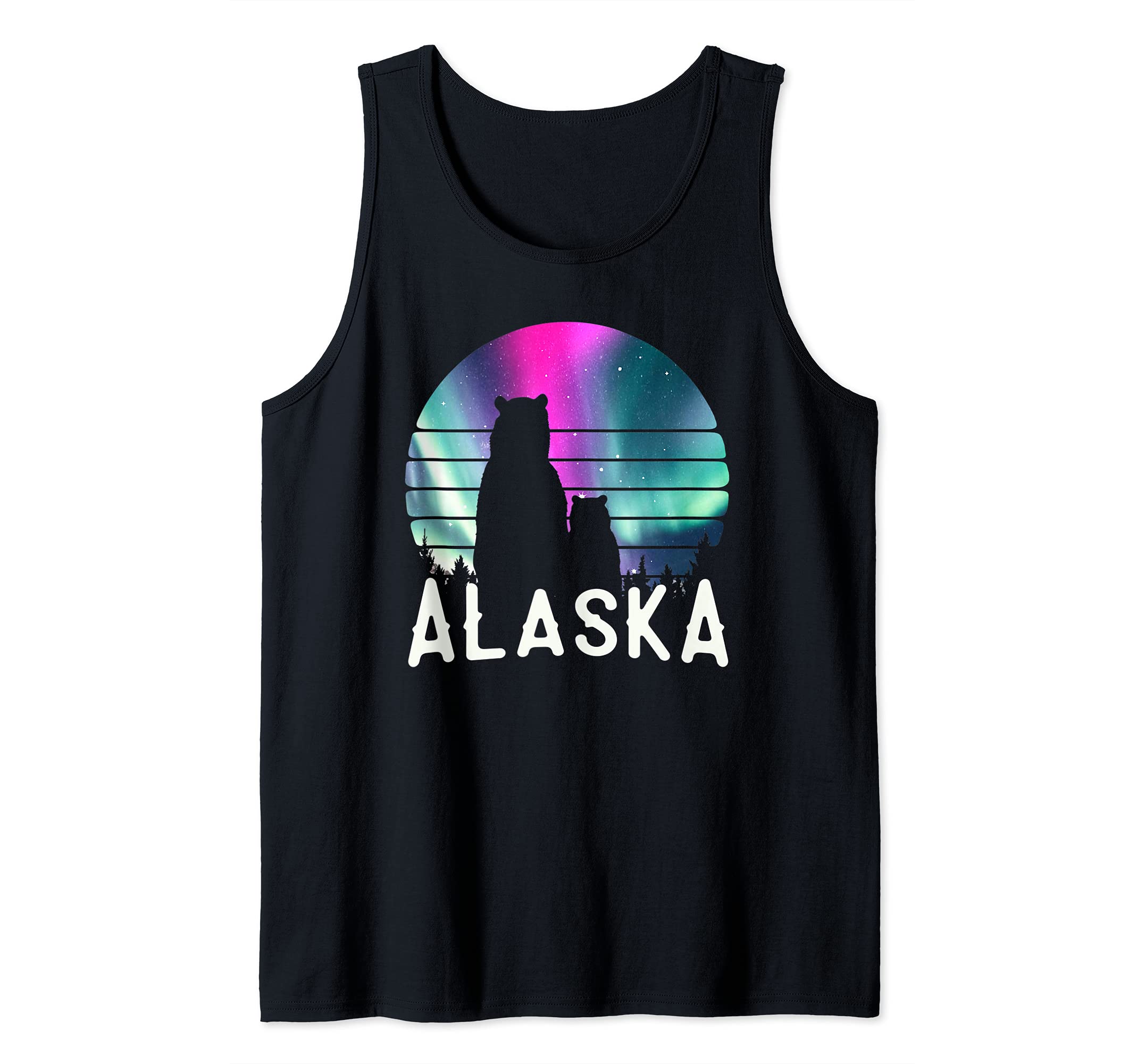 Northern Alaska Mama Bear Baby Polar Lights Viewing Lover Tank Top