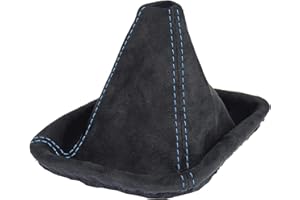 L & P Car Design Shift Boot Cover Faux Suede Compatible with BMW 3 Series e46 1998-2007 Manual Transmission Black Blue Stitch