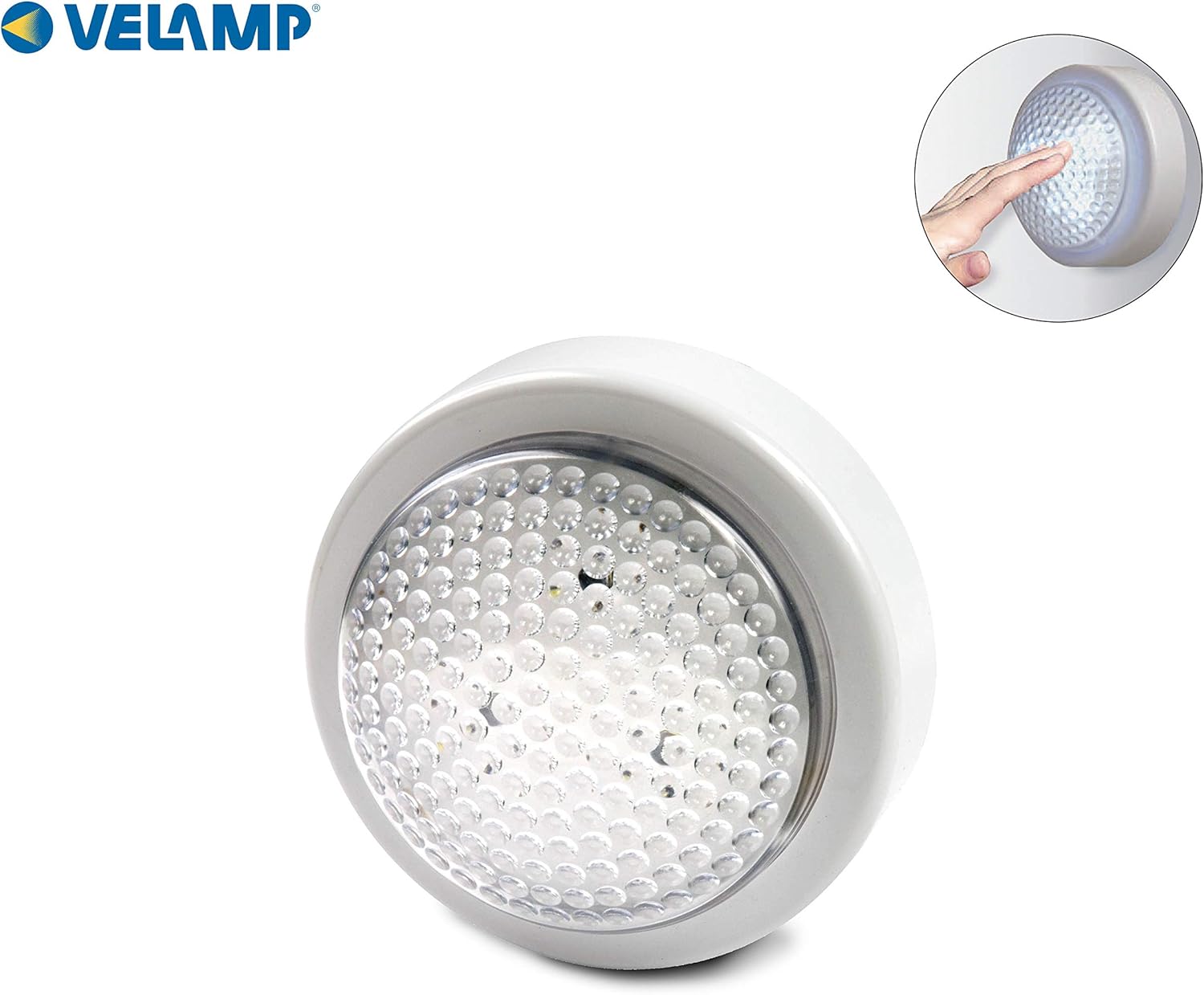 Velamp PUSH LIGHT Luz LED de 3 presiones, diámetro 10cm. Perfecto para