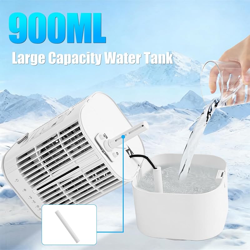 Ventilatore mobile con serbatoio dell'acqua da 900 ml, timer 2/4 ore — foto 6 di 8