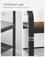 VASAGLE Coat Rack with Shoe Storage Bench 4 in 1 Industrial Rustic Brown view 7