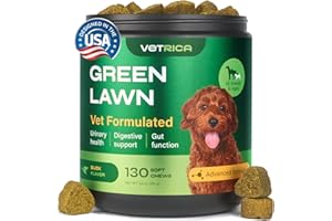 VETRICA Dog Urine Neutralizer for Lawn - Grass Burn Spot Chews for Dogs - Dog Pee Lawn Spot Saver Caused by Dog Urine - Digestive Health Support Soft Chews - Grass Treatment Rocks - Grass Savers for Dog Urine