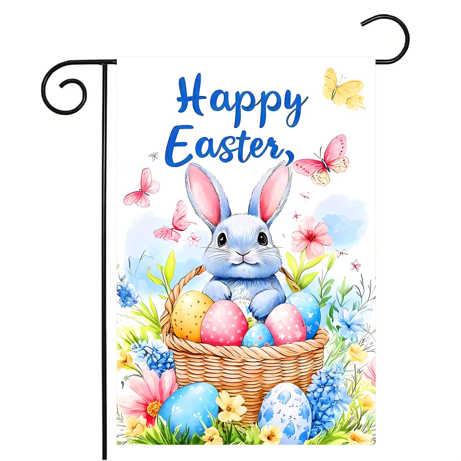 Photo 1 of abzdfty Easter Garden Flag 12x18 Inch Double Sided Happy Easter Bunny Garden Flag Decorative Rabbit Yard Flag for Outside, Patio and Lawn-02