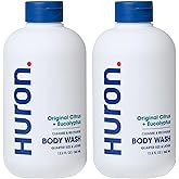 Huron Men’s Moisturizing Body Wash – Crisp & Invigorating Scent of Citrus, Eucalyptus, Mint, & Aromatic Greens - Coconut Oil, Vitamin E & Witch Hazel – Vegan, Cruelty-Free - 12.2 fl oz (2 Pack)
