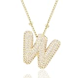 CCINPPY Letter Necklace, 14k Gold Plated Bubble