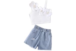 Toddler Girl Clothes Sleeveless Shirt and Denim Shorts Set 2Pcs Summer Outfits