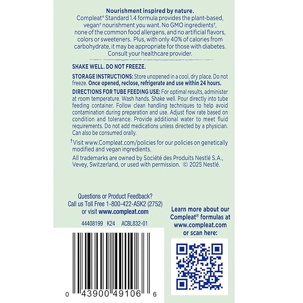 NESTLE COMPLEAT STANDARD 1.4 CAL ORAL SUPPLEMENT VANILLA 8.45 OZ CARTON, 6 COUNT
