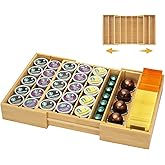 MinBoo Bamboo K Cup Holder for Drawer or Countertop Coffee Pod Holder Expandable K Cup Pod Storage Tea bag organizer K Cup St