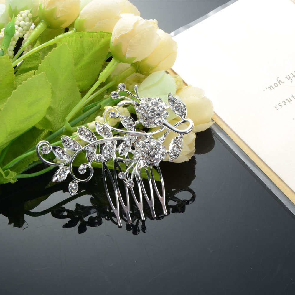 Gentlecarin Vintage Bling Crystal Hair Comb for Women Princess Luxury Style (Y0N7)