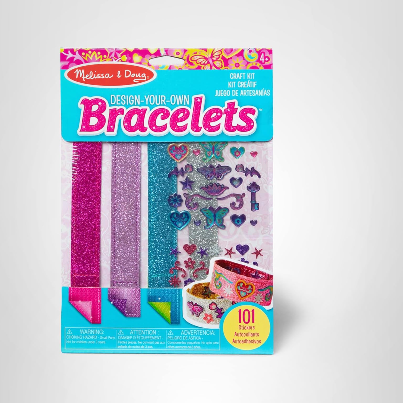 Melissa & Doug Design-Your-Own Bracelets with 100+ Sparkle Gem & Glitter Stickers, Kids Snap Bracelets, Stickers & Jewelry Crafts, Preschool Toys for Girls & Boys Ages 4+