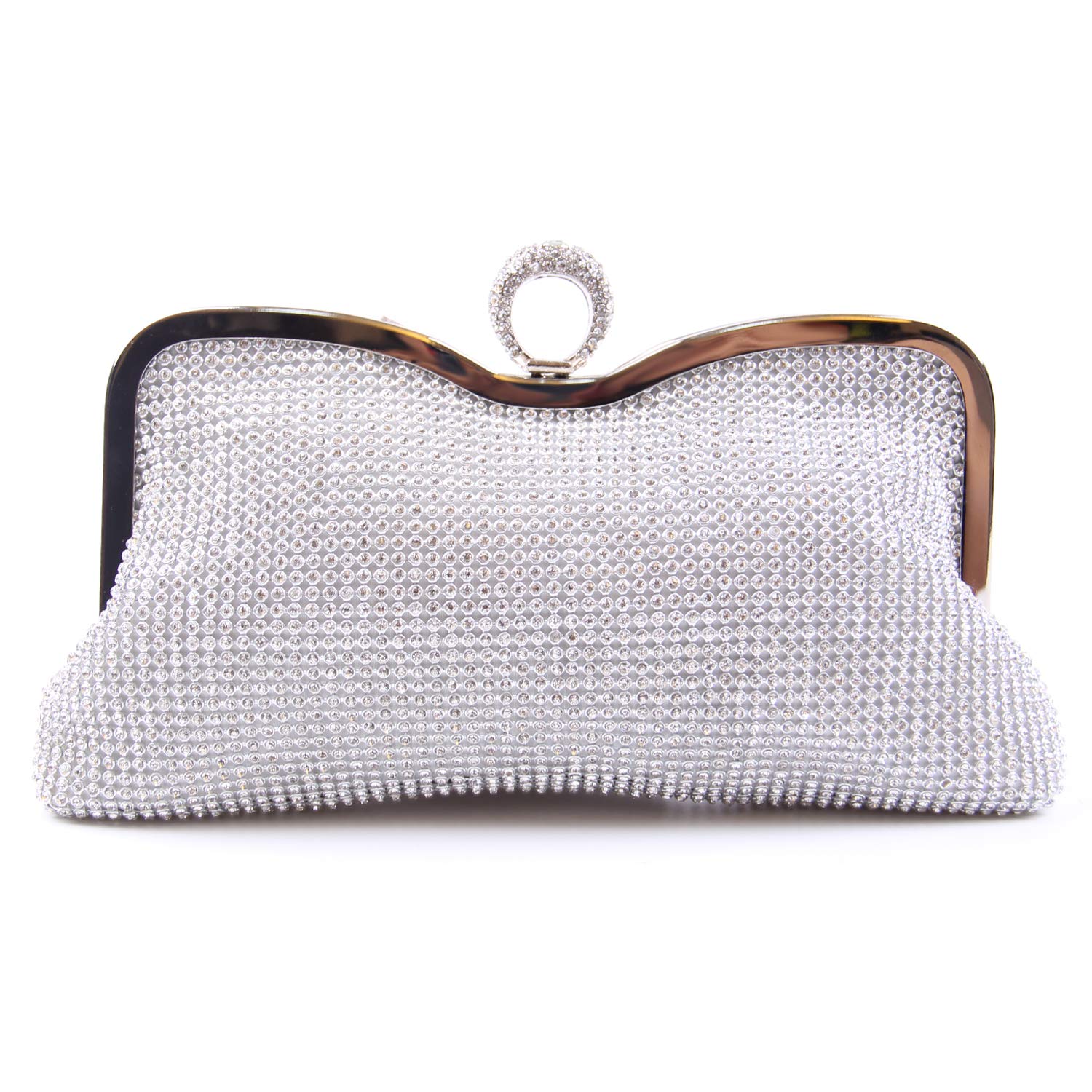 Syrads Women's Rhinestones Handbag Evening Bridal Clutch Bag Ladies Wedding Prom Dinner Party Purse Bag Silver