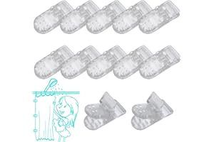 Kingwee Thumb Shower Curtain Clips, Shower Splash Guard Holders, Bathtub Curtain Liner Clips for Windproof & Splash Water (Clear-12 Pack)