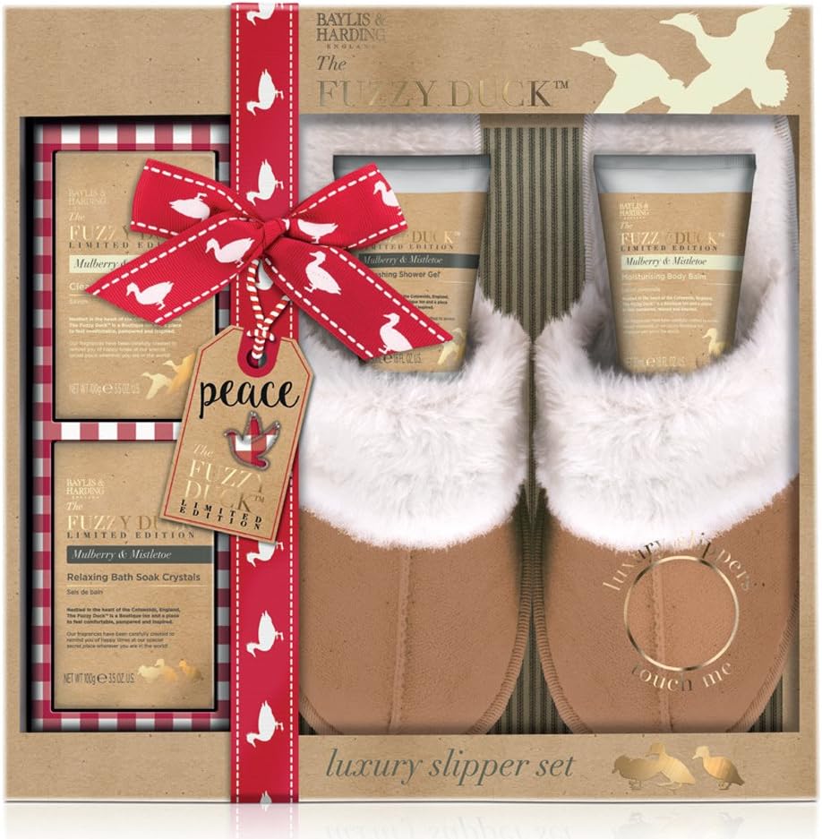 Baylis & Harding Slipper Set, Fuzzy Duck Festive, Mulberry and