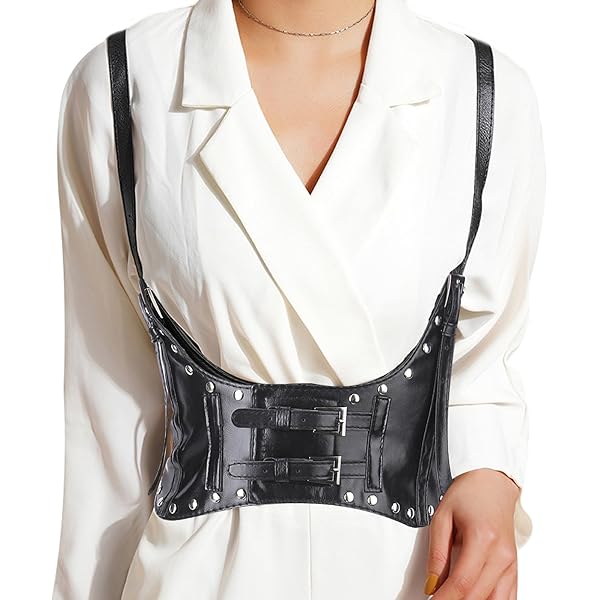 eYLun Women Underbust Corset Belt Faux Leather Wide Elastic