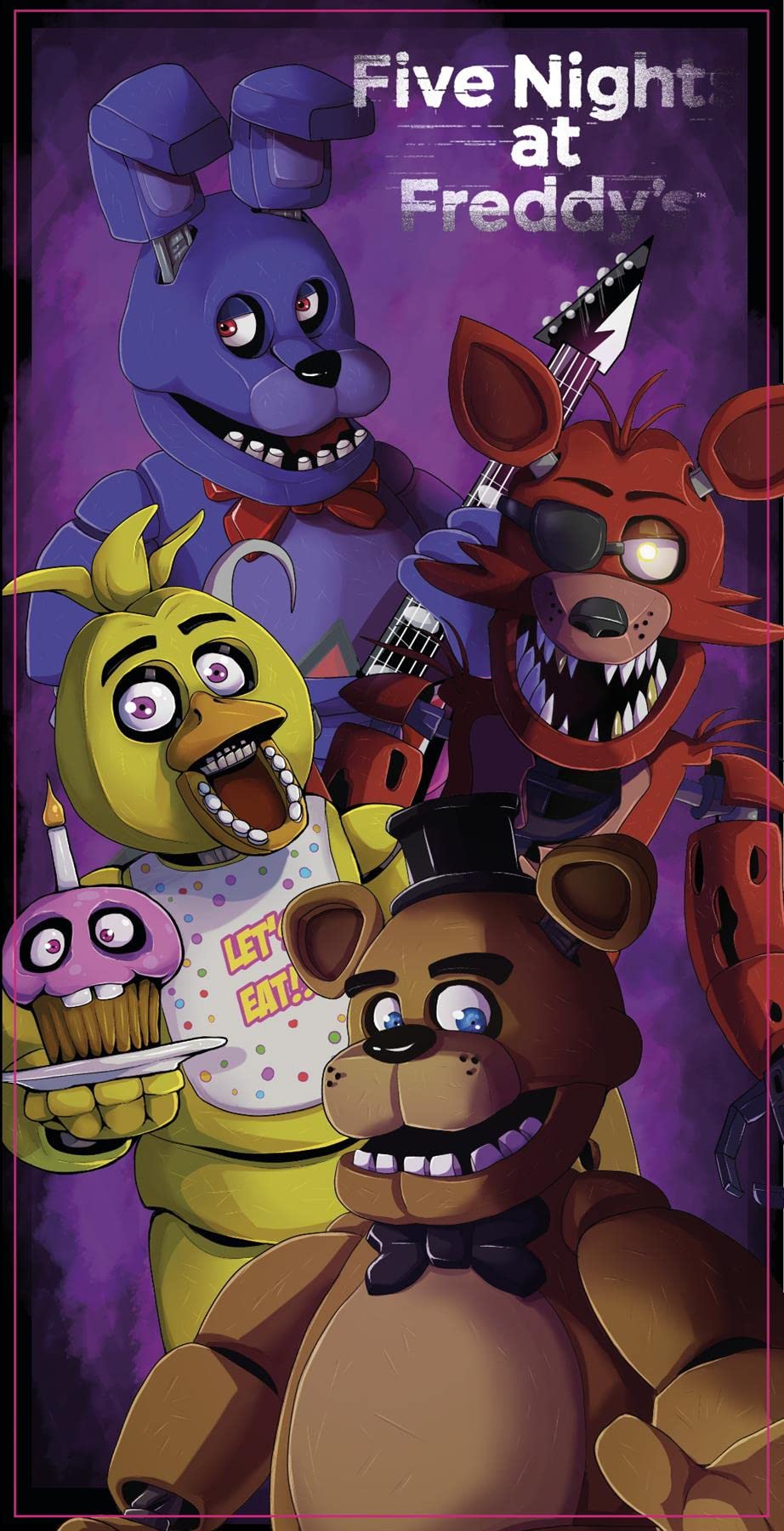 FNAF FIVE NIGHTS AT FREDDY'S Beach Towel - Freddy Fazbear's Design - 100% Cotton- 70 x 140cm, Single Beach Towel