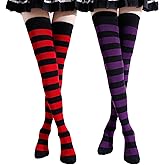 Kayhoma Extra Long Cotton Stripe Thigh High Socks Over the Knee High Socks