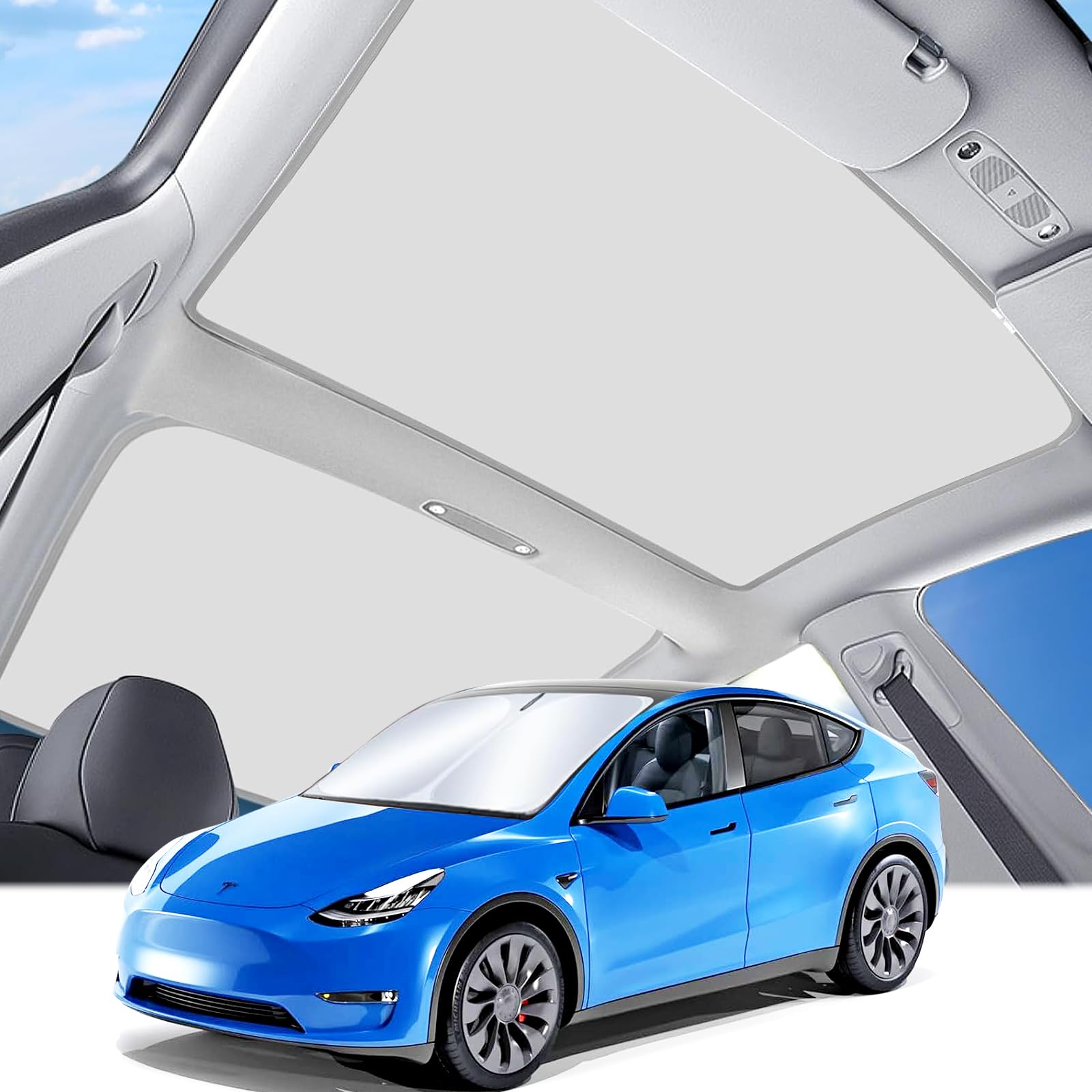 Roof Sunshade for Tesla Model Y, All Glass Roof Sunshade, for Model Y Sunshade Roof with Heat Insulation & Sun Protection for Tesla Model Y 2020-2023 with Carrying Bag, Gray