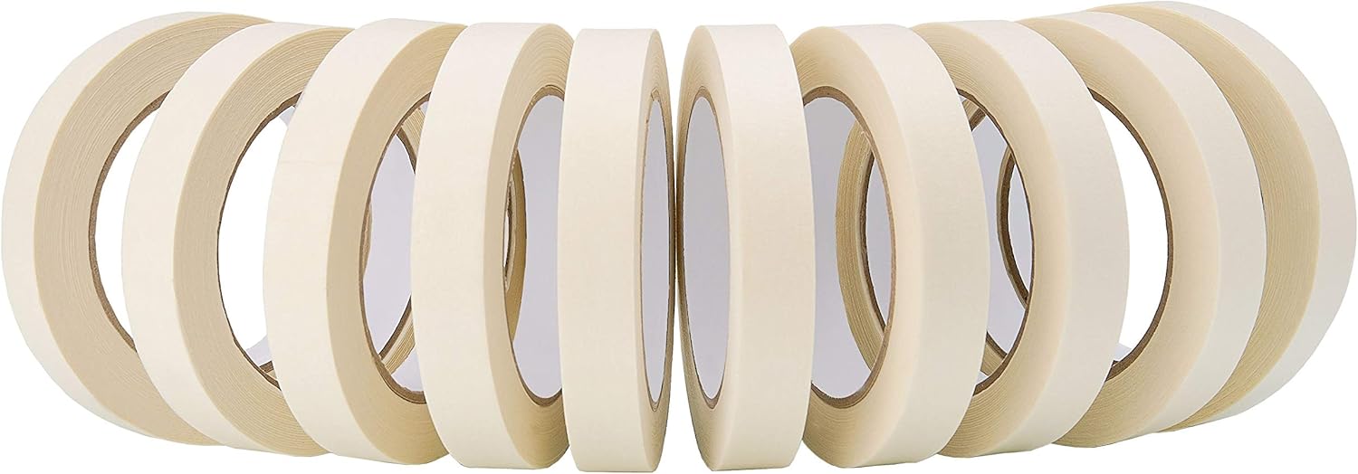 Lichamp Masking Tape 10 Pack General Purpose Beige White Color, 0.75 inch x 55 Yards x 10 Rolls (550 Total Yards), for Painting, Home, Office, School Stationery, Arts, Crafts etc. (3004): Office Products