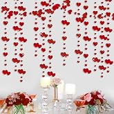 52Ft Valentines Day Party Decorations Red Heart Garland Metallic Glitter Hanging Heart Streamer Banner for Anniversary Mother's Day Engagement Wedding Bridal Shower Bachelorette Hen Party Supplies