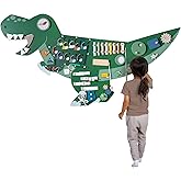 Dinosaur Activity Wall Busy Board - Wooden Sensory Wall Panel for Kids & Toddler Wall Activity - Interactive Montessori Wall 