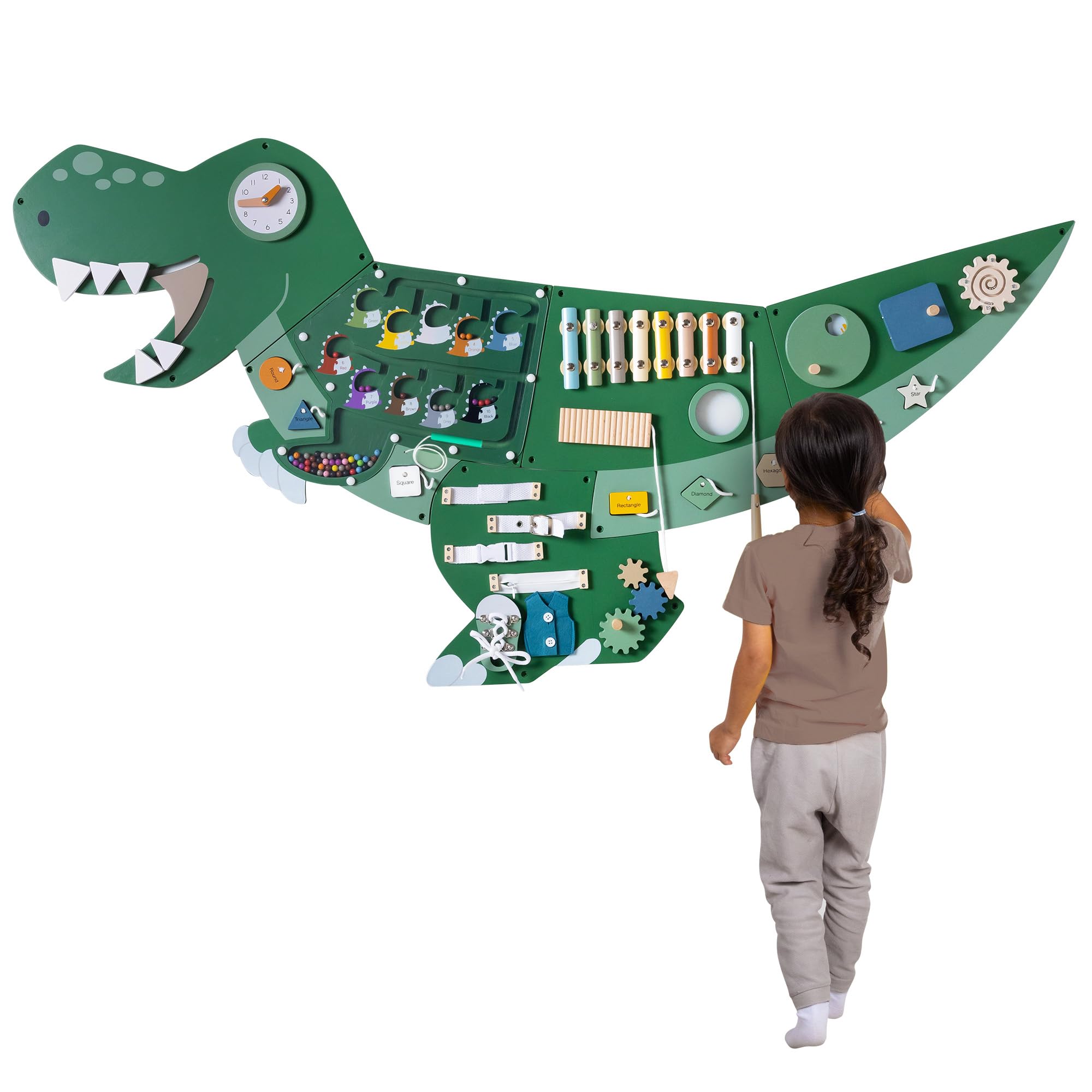 Photo 1 of Dinosaur Activity Wall Busy Board - Wooden Sensory Wall Panel for Kids & Toddler Wall Activity - Interactive Montessori Wall Activity Board for Boys & Girls - Perfect for Playroom Daycare Waiting Room
