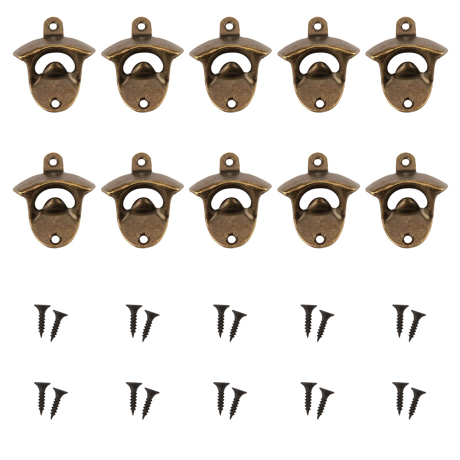 10pcs Bottle Opener Wall Mounted Beer Soda Wine Opener for Cafe Bars Restaurant Kitchen Bartender (Bronze)