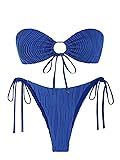 ZAFUL Women's Bandeau Bikini Set Tie Side Swimwear