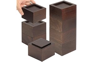 FASONLA Bed Risers (Set of 8) Furniture Risers Lifts Height 2", Oak Solid Wooden Risers for Bed, Furniture, Table, Sofa, Chair Risers with Non-Slip Recessed Hole (8pcs-2" Hight-Walnut Color)