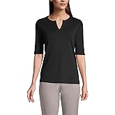 Lands' End Women's Cotton Polyester Modern Half Sleeve Splitneck