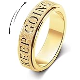 Fidget Toys Adults Anxiety Ring for Women: Fidget Spinner Cute Keep Going Symbol Thumb Ring Stainless Steel Gold Silver Black Size 5 6 7 8 9 10