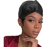 DONNA Satin Hair Wrap Cap for Pixie Cuts, Satin Sleep Cap for Short Hair | Wide satin band covers the hairline without a seam pressing in. Closure adjusts to any head. One size, all night.