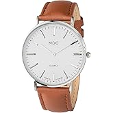 Infantry MDC Mens Minimalist Watch - 6.5mm Ultra Thin Business Casual Wrist Watches for Men,Big Face Analog Quartz Watch with Brown Leather Band, Professional Man's Gift