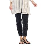 Jess & Jane Women's Mineral Washed Cotton Legging Pants (Medium, Black)