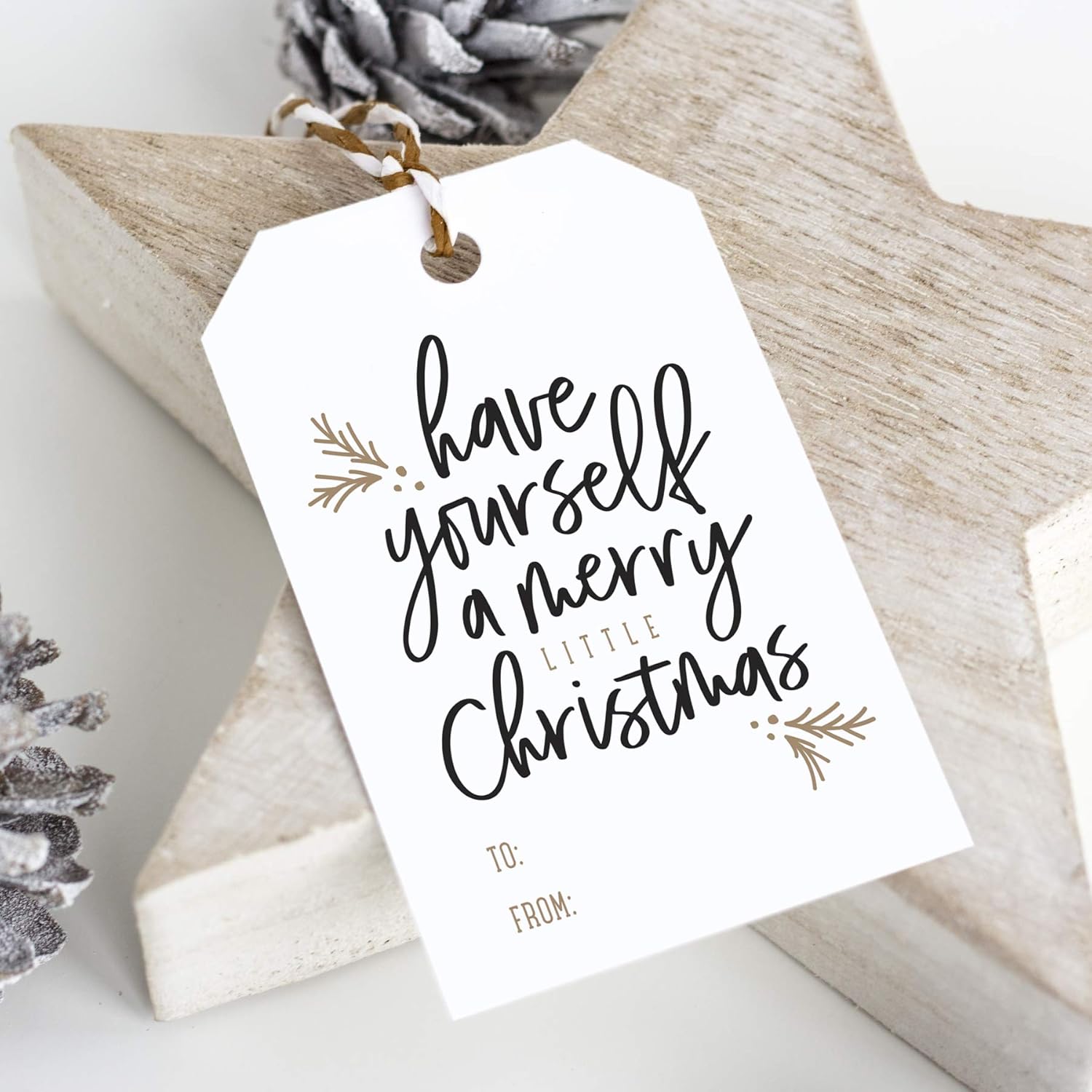Bliss Collections Merry Little Christmas Tags, Pack of 50, Gold and Black, Holiday ’Tis The Season Events, Parties and Celebrations - Great for Seasonal Favors: Health & Personal Care