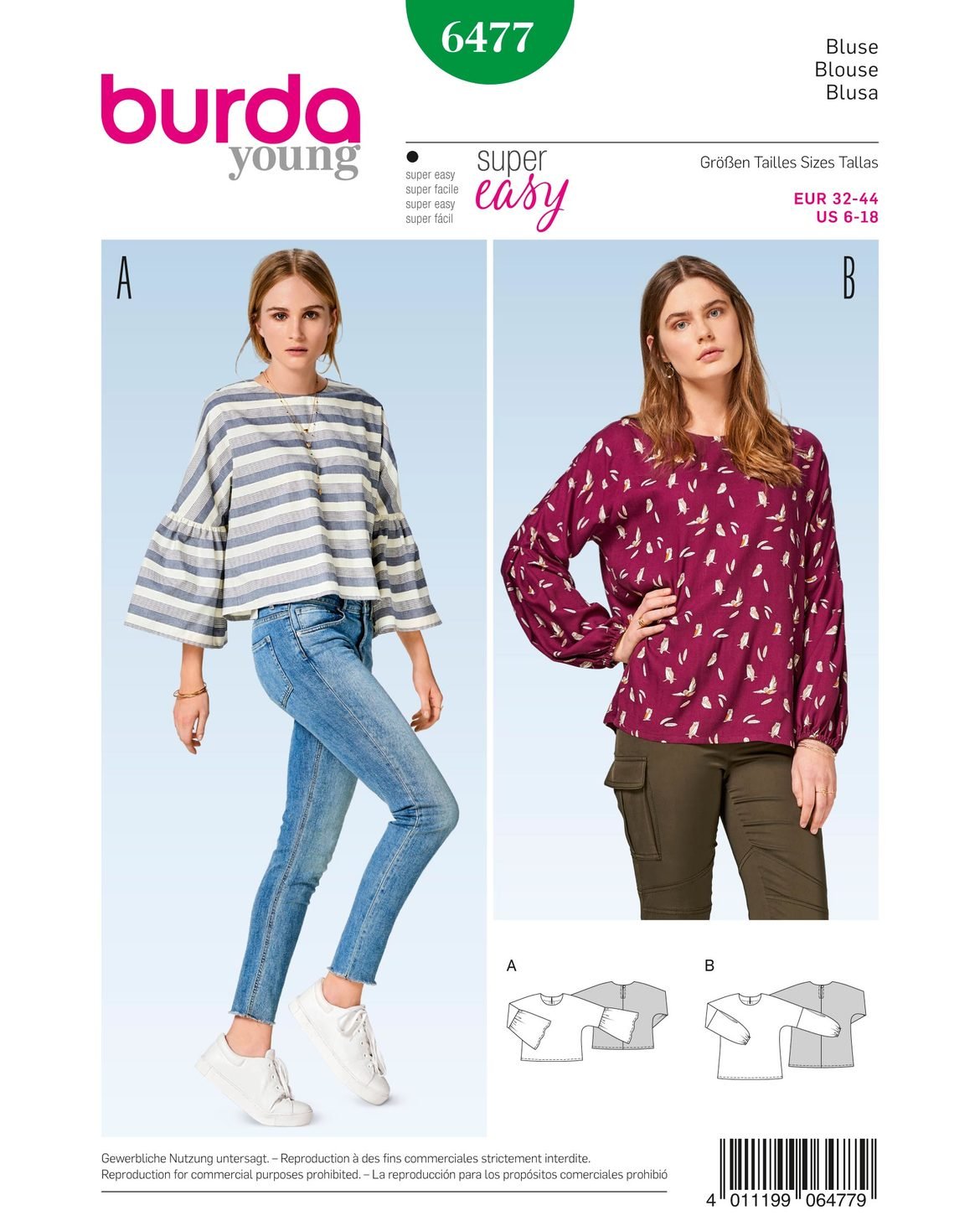Burda Style Sewing Pattern B6477 Misses' Top