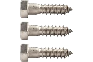 Conquest Fasteners 5/8"-5 x 2-1/2" Hex Head Lag Bolts (10 Pack) - 316 Stainless Steel, Hexagon Head Wood Screws