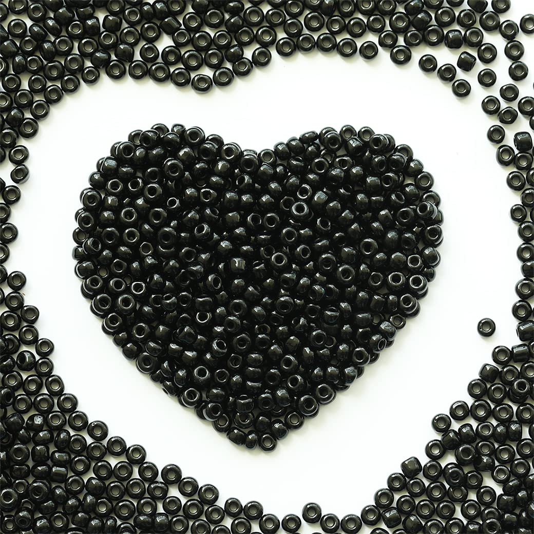 4mm Black Seed Beads About 1600pcs/110Grams in Bag,6/0 Glass Craft Beads for Making Earrings, Waist Jewelry, DIY Handmade (Black) โ image 1