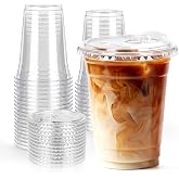 BISWYLBLJ 25 Pack 16oz Clear Plastic Cups with Sip Lids | Disposable Iced Coffee Cups,BPA Free,Food Safe Sturdy Cups for Iced Coffee,Smoothies Party Cold Drinks