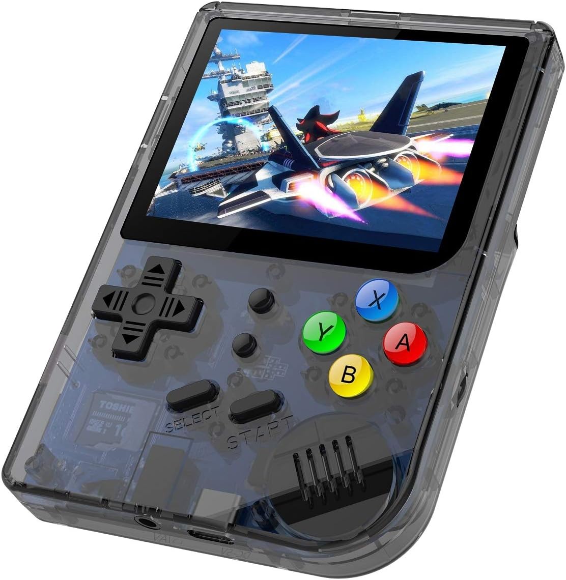 Anbernic Handheld Game Console , RG300 Retro Game Console OpenDingux Tony System , Built-in 3007 Classic Game Console 3 Inch HD Screen Portable Video Game Console - Transparent Black