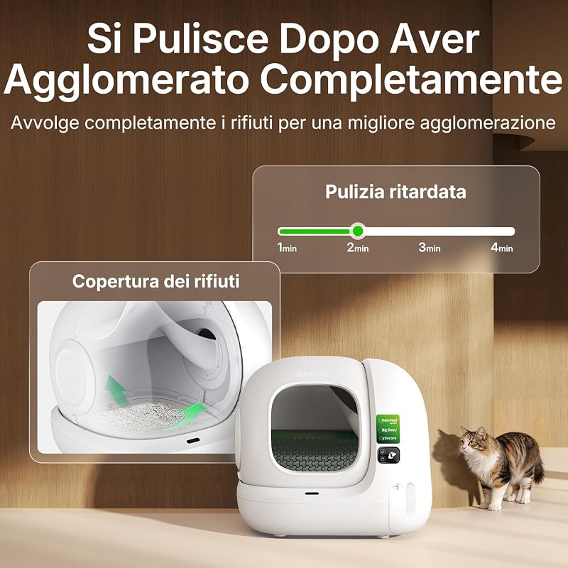 PUROBOT MAX 3 Lettiera Gatto Autopulente, Ampio Ingresso, Spazio 76L, Doppio Sistema Deodorante, Design Anti-Perdite, xSecure Anti-Intrappolamento, Controllo App, Ideale per Famiglie Multigatto