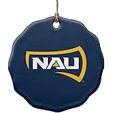 GRAPHICS & MORE Northern Arizona University Primary Logo Porcelain Scalloped Holiday Christmas Tree Ornament - 2.8" (7.1 cm)