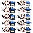 MMOBIEL 10 Pcs SG90 9g Micro Servo Motor Kit for RC Drone/Car/Airplane/Helicopter/Vehicles/Robots/Compatible with Arduino Projects and Raspberry Pi Incl. Screws and 30 Servo Arms