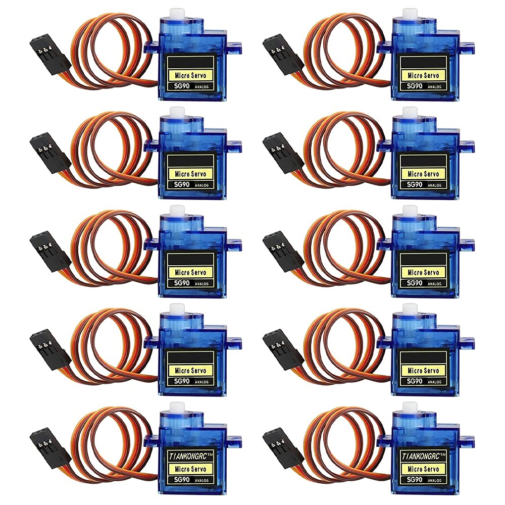 MMOBIEL 10 Pcs SG90 9g Micro Servo Motor Kit for RC Drone/Car/Airplane/Helicopter/Vehicles/Robots/Compatible with Arduino Projects and Raspberry Pi Incl. Screws and 30 Servo Arms