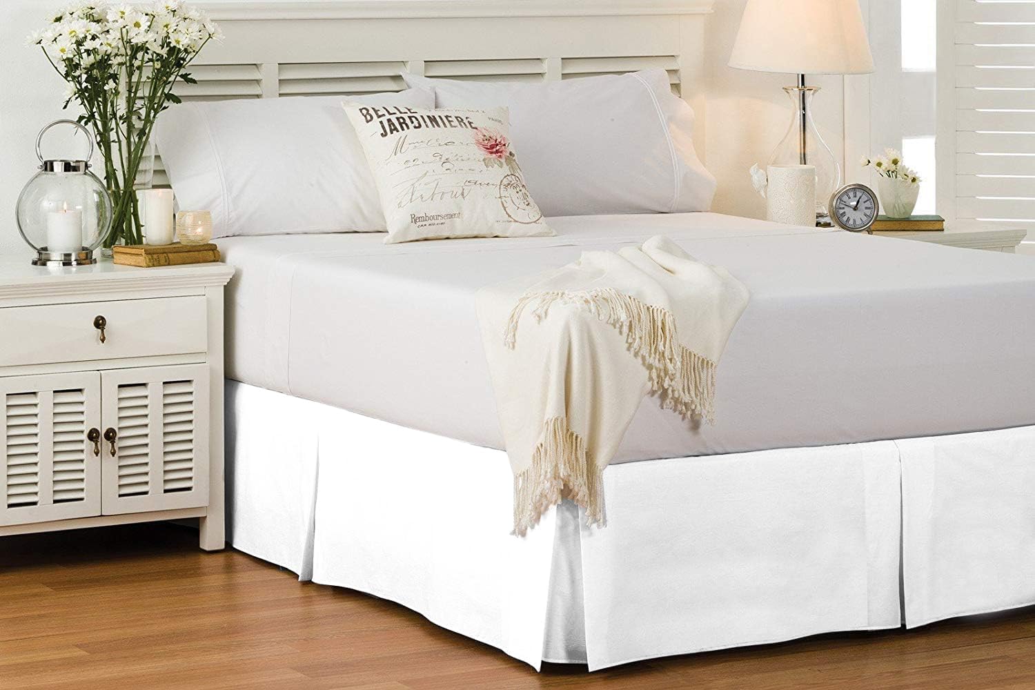 Photo 1 of Bed Skirt Full Size 100% Natural Cotton 800 Thread Count Premium Tailored Fit 1pc Bedskirt Full Size 12" Drop Length White Solid