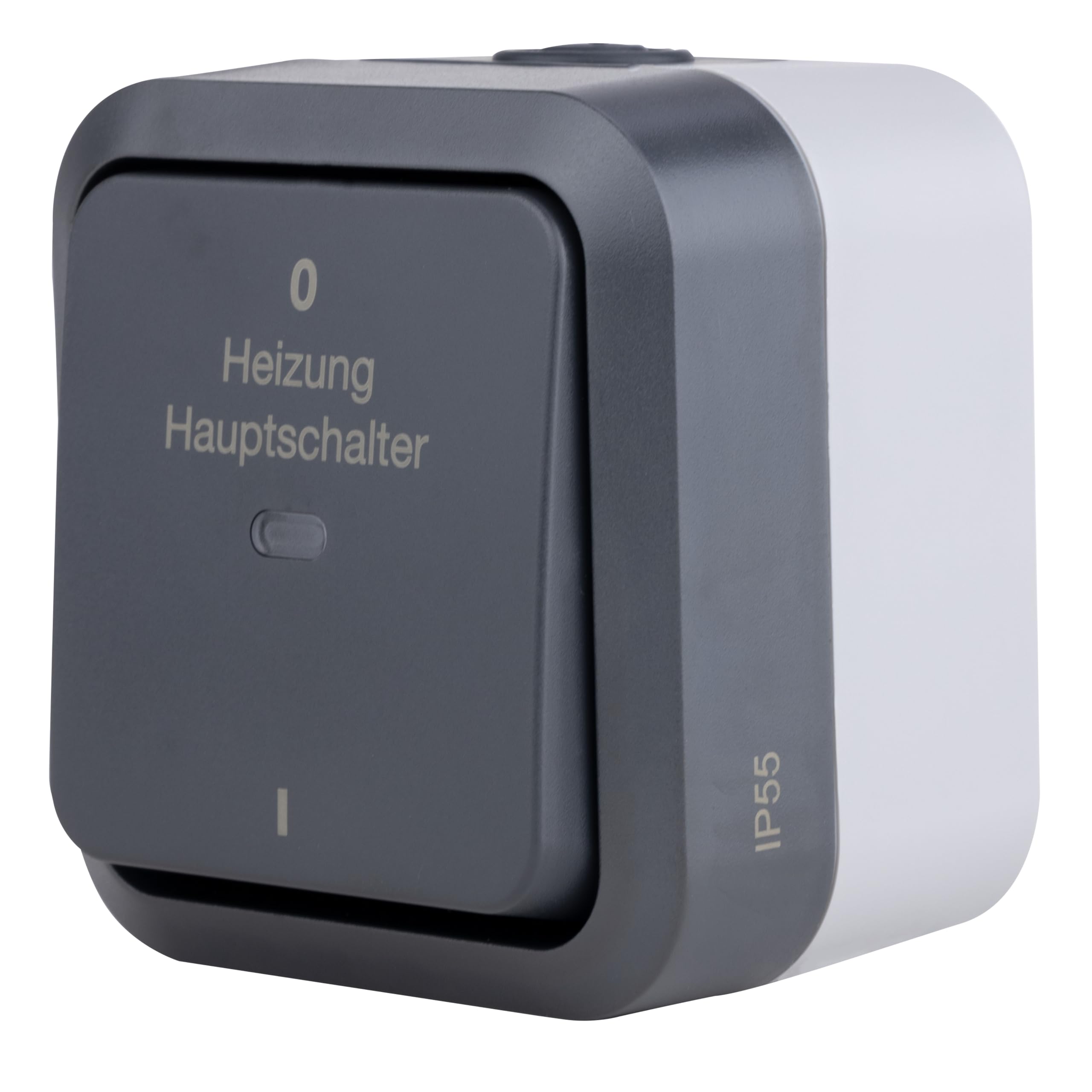 REV 0004720400 AquaStorm Heating Main Switch for Wet Rooms IP55, Two-Pole, Surface-Mounted, Anthracite — image 1