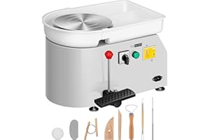 VIVOHOME 25CM Pottery Wheel Forming Machine 350W Electric DIY Clay Tool with Foot Pedal and Detachable Basin for Ceramic Work Art Craft Gray