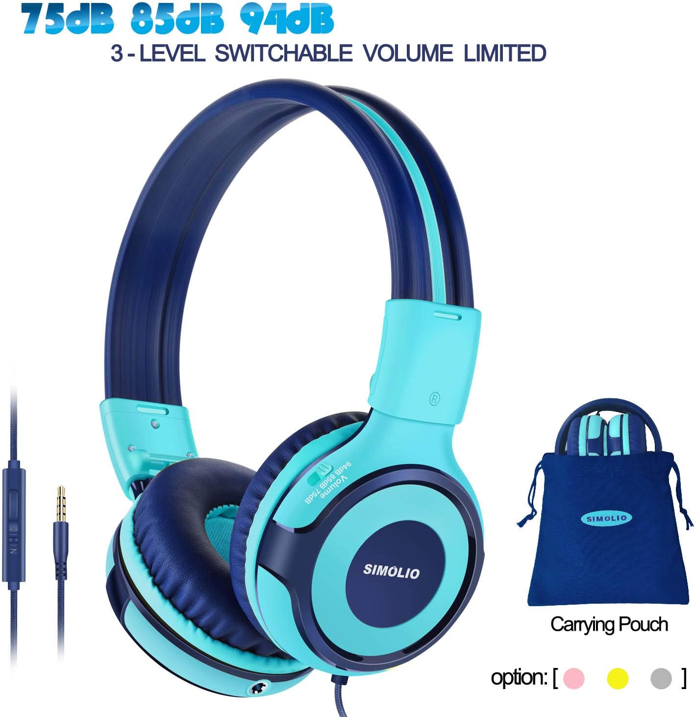 SIMOLIO Headphones for Kids with Mic, 948575dB Volume Amazon.co.uk