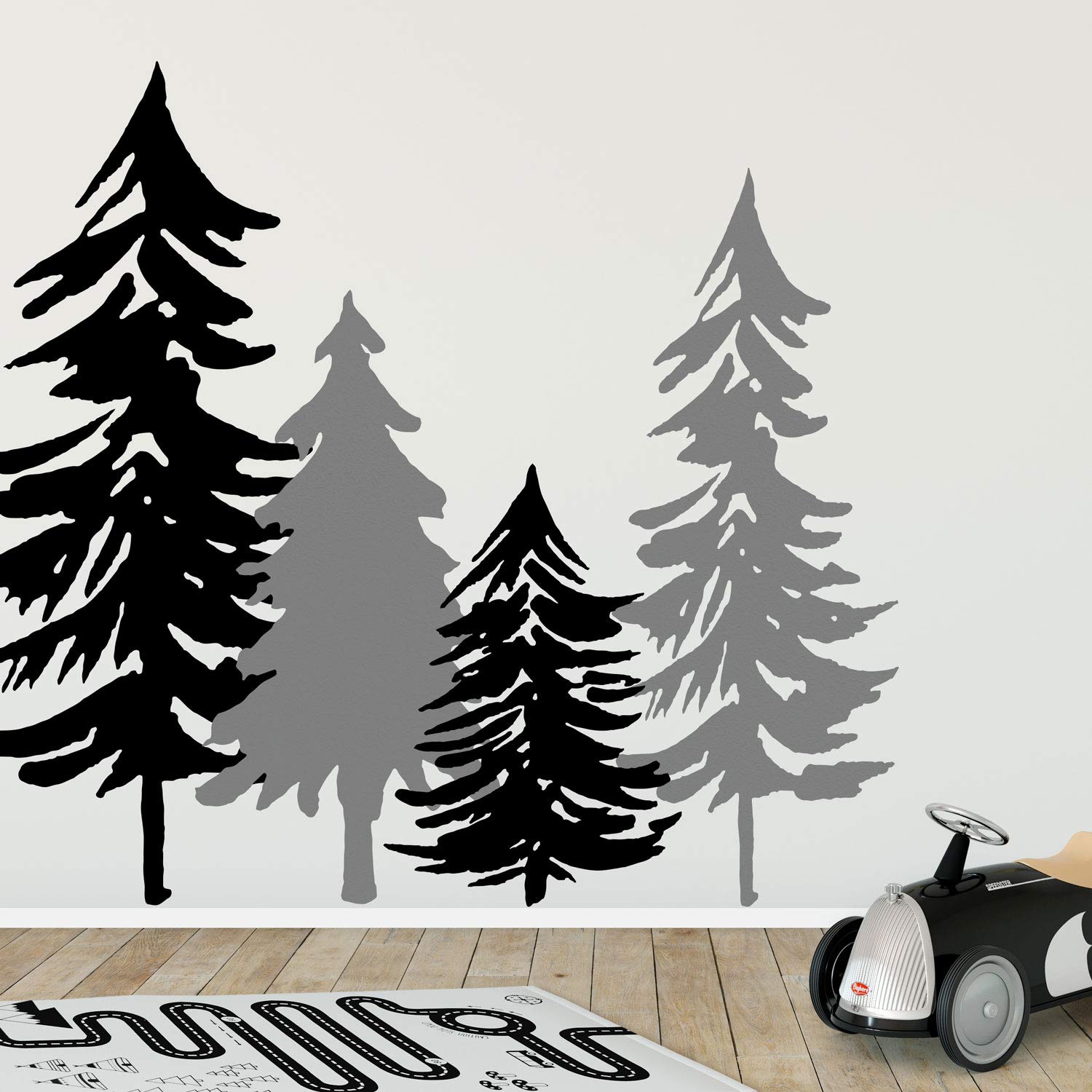 Stickerscape Woodland Tree Silhouette Wall Sticker (Black - Dark Grey) | Woodland Wall Stickers | Perfect for Decorating a Woodland Themed Bedroom or Nursery | Easy to Apply, Cleanly Removable