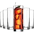 Paksh Novelty Italian Highball Glasses [Set of 6] Clear Heavy Base Tall Bar Glass - Drinking Glasses for Water, Juice, Beer, 
