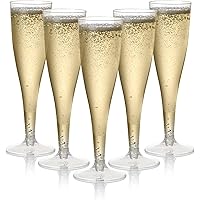 MATANA 24 Premium Elegant Clear Plastic Champagne Flutes 5 oz/ 130ml - Reusable Toasting Glasses, Cocktail Prosecco Glasses f